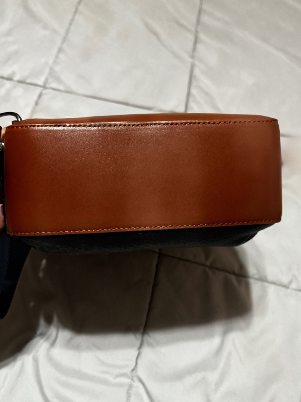 Cole Haan Navy and British Tan Leather Sling Bag - Picture 4 of 9
